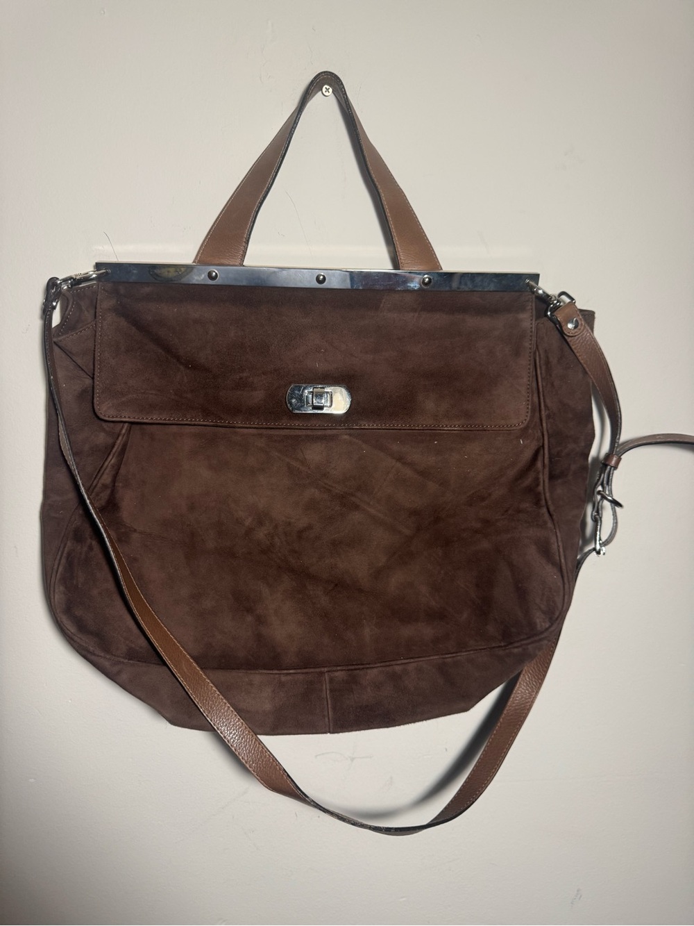 Marni Brown Suede Top handle bag